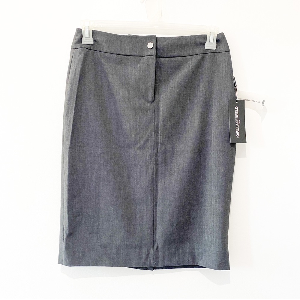 KARL LAGERFELD Charcoal Gray Pencil Skirt
